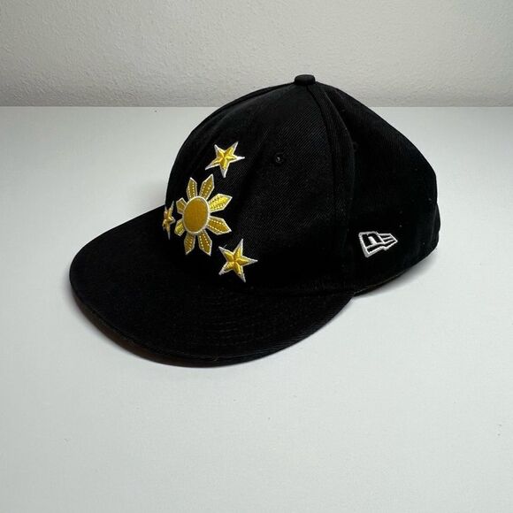 Filipino Sun and Star Snapback Hat Size 7 1/8 56,8 cm Adult Black Yellow - Picture 3 of 7
